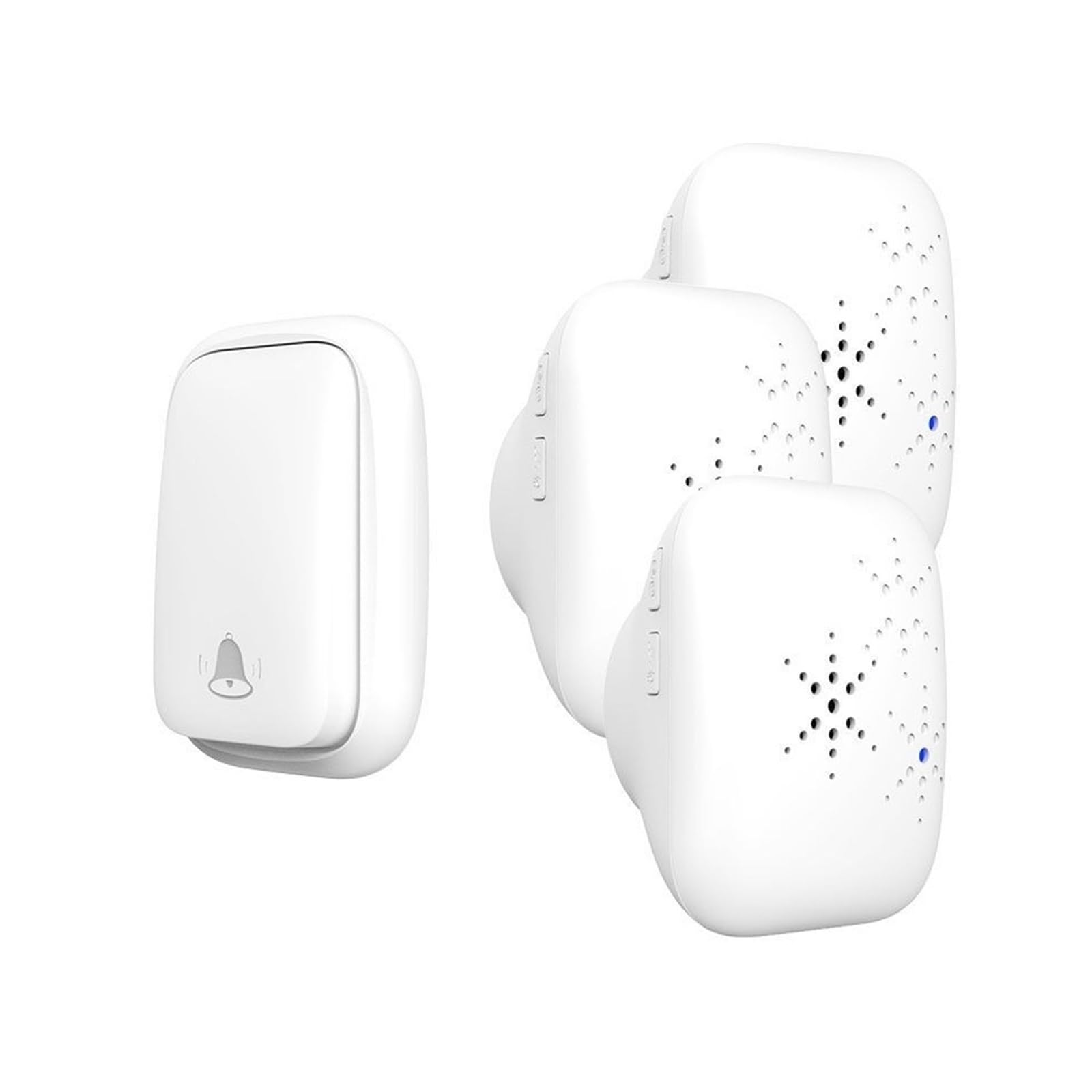 Sonnette sans fil cinétique autogénératrice(White 1 key 3 bells,EU Plug)