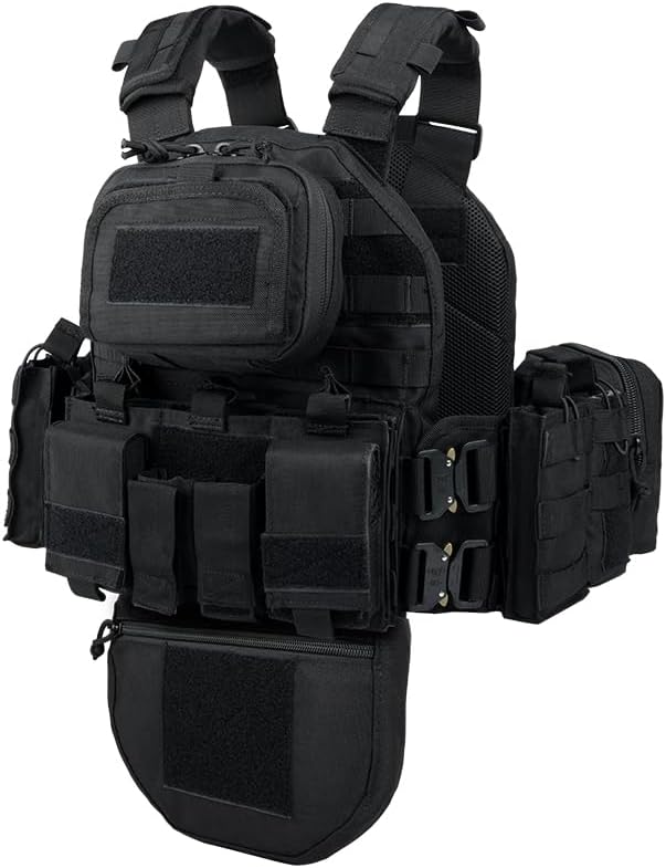 YAKEDA Tactical Training Vest with PALS System - Multi-Pocket Adjustable Straps Quick-Release Buckle for Hunting