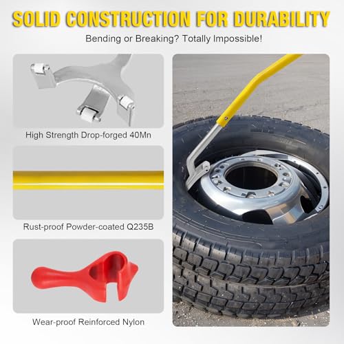 Image of YELLOW JACKET Tire Mount Demount Tool, 22.5 to 24.5 inches, 3PCS Tire Changer Demount Tool with Extra Bead Keeper, Tire Changing Tools for Car Repairing Adapted to Aluminum and Steel Rims, Yellow