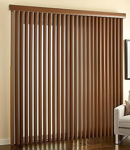 Custom Faux Wood Vertical Blinds Choose Textured or Printed Real Grain Colors, Size, Mount and Stacking Option (72" Thru 83 7/8" W,72" Thru 83 7/8" L)