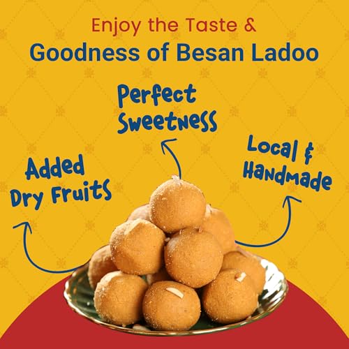 Image of Chokhi Dhani Besan Ladoo 400g | Premium Indian Sweet with Almonds & Cashew | Traditional Besan Laddu Mithai | Festive & Wedding Gift Box | Authentic Homemade Taste
