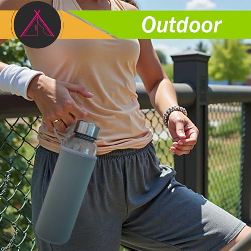 Clear Water Bottle 16 oz BPA Free Glass Drinking Bottle for Juice with Stainless Steel Lid and Neoprene Sleeve (16 ounce, Flourishing Flowers) - Image 6