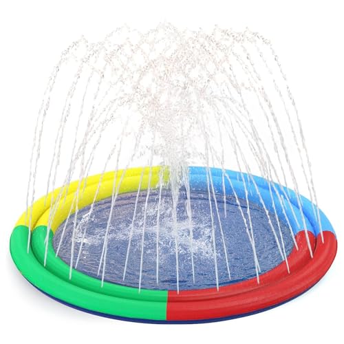 Image of Kidology Non-Slip Sprinkler Splash Pad for Kids | Backyard Fountain Play Mat for Kids | Summer Backyard Water Toys for Boys & Girls- 170cm Outdoor Water Play Mat for Children (Multicolor)