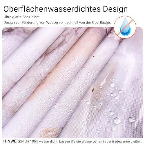 Lerores Shower Curtain, 180 x 180 cm, Grey-Yellow Marble, Weighted Hem, Anti-Mould Textile, Water-Repellent - Image 2
