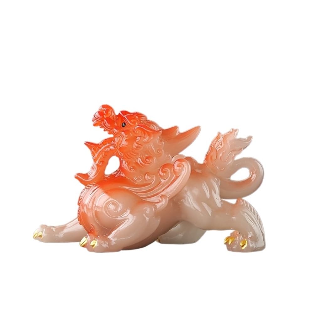 SAMCIOI Tea Pet Kung Fu Tea Set Color-changing Tea Pet Ornaments Resin Unicorn Zen Ceremony Set Accessories Teaware Ornaments(C)
