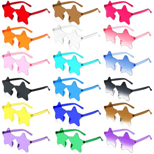 ZZXLOPEZ 18 Pares De Gafas De Fiesta, Gafas de Sol sin Montura en Forma de Estrella, Gafas de Carnaval,Gafas de sol de Caramelo, Divertidas Gafas de Disfraz para Fiesta de Cumpleaños, Adultos, Niños