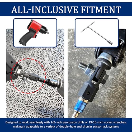 Image of Car Scissor Jack Adapter Driven by 1 /2 inch Impact Drills /Ratchet or Impact 13 /16 inch Lug Wrench,Labor-Saving Car Scissor Jacks Drill Adapter for Scissors Jack,Sturdy Cars Jacks Adapters