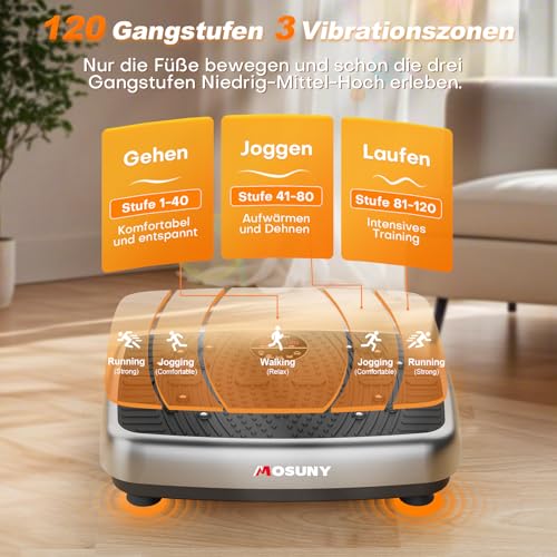 MOSUNY Vibrationsplatte, 2025 Verbesserte Vibrationsplatte mit Doppelmotoren für Abnehmen, Ganzkörpertraining, Muskelaufbau - Massagegerät, 450 LBS Kapazität Vibration Platte für Home Workout