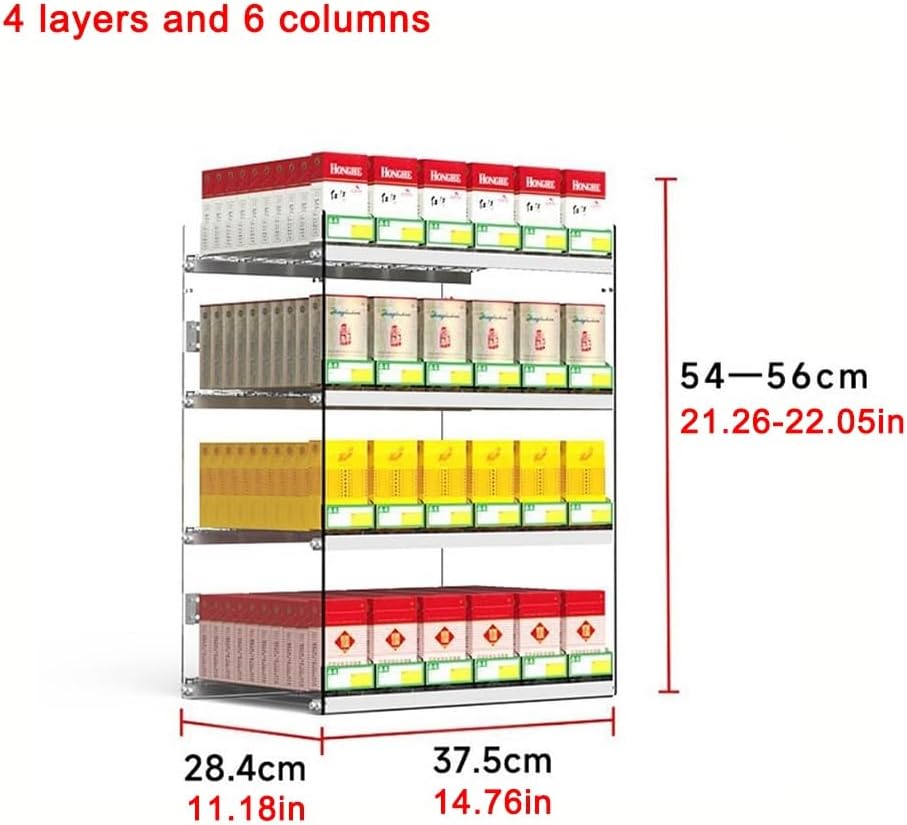 GZHERVICES Store Display Shelves, Rectangular Cigarette Case Holder, Cigarette Display Holder, Wall Mounted Cigarette Rack(37.5x28.4x54cm)