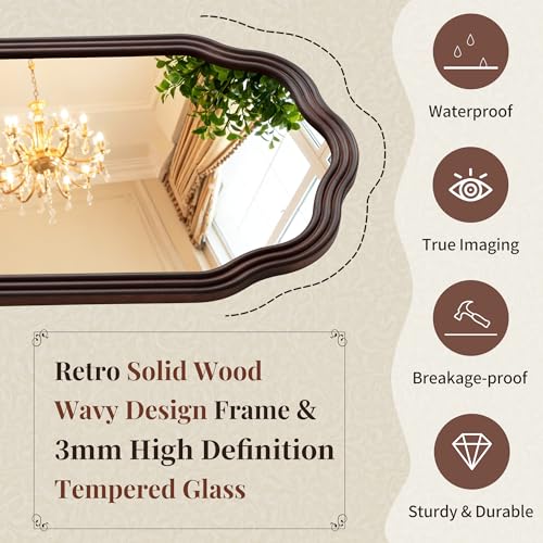 24x36 Inch Wood Arch Rustic Bathroom Mirror for Wall by Tanmicoshomy - Used condition - Image 2
