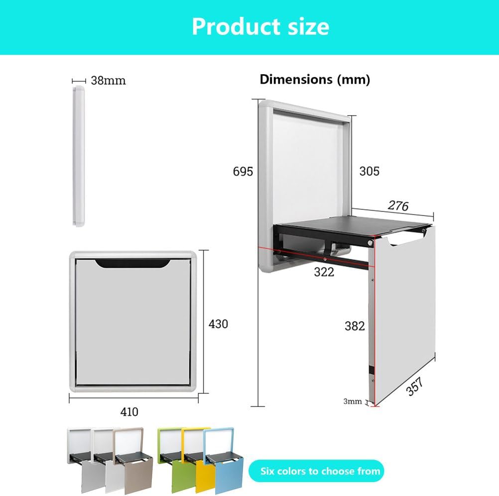 AIZYR Wall Mounted Folding Chair Folding Chair, Shoe Changing Stool Hidden Wall Stools Space Saving for Entryway, Living Room,Bathroom,White