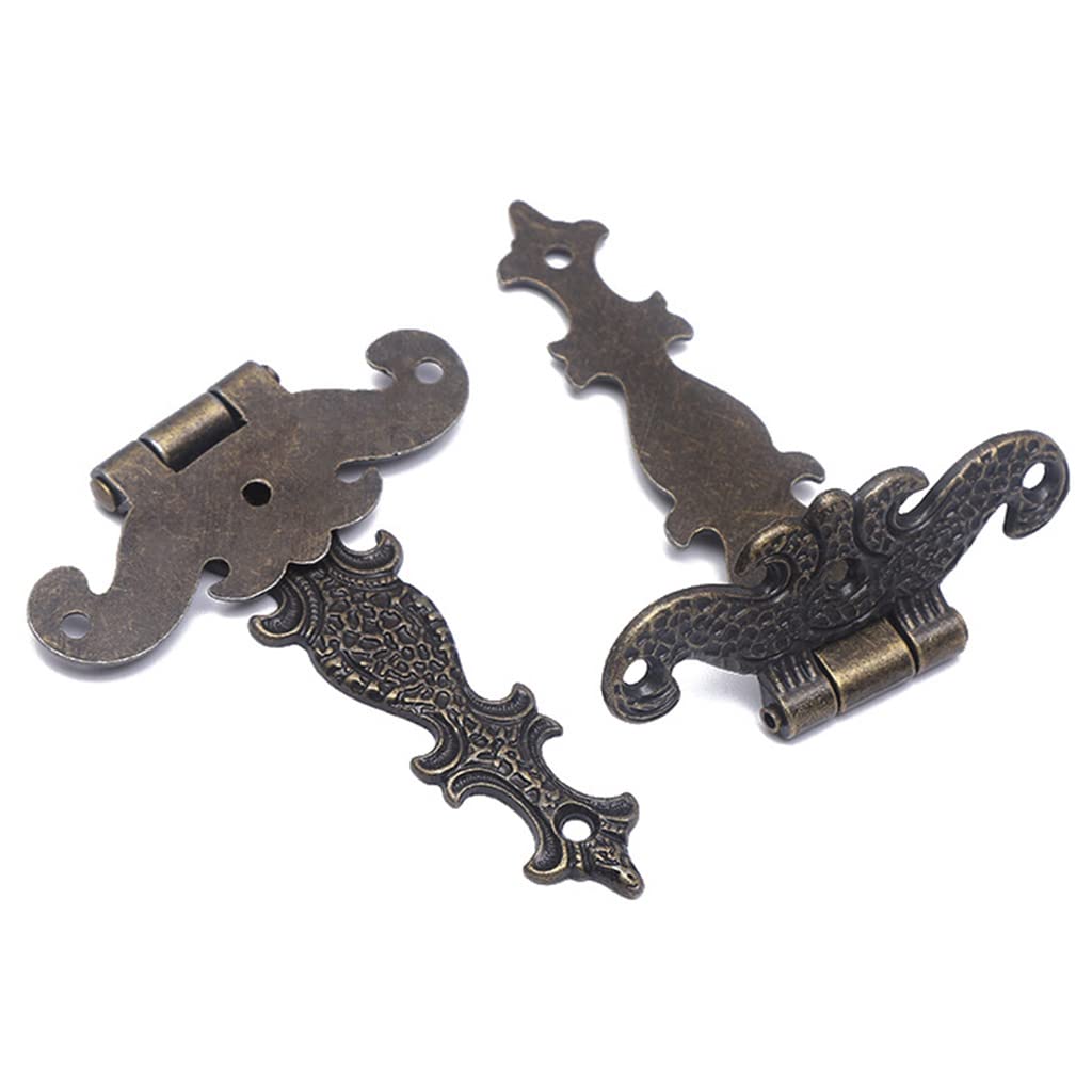 Shyyoulqe Multicolor 2 Pieces Retro Zinc Alloy Hinges Cabinet Door Connector 90 Degree Wooden Jewelry Box Hinge For Small Wood Projects Box Hardware Vintage Gothic Set Corner Hardware Kit
