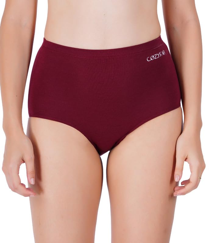 cozyfab Women’s Bamboo Cotton Seamless High Hipster Panties | Full Coverage High Waist Underwear for Ladies | Soft Breathable No Visible Line Innerwear Period Comfort-picture-10