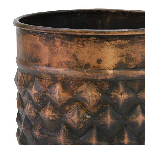 Ckk Industrial Ltd Stonebriar Decorative Diamond Textured Copper Metal Container, Multi-Use Container For Storage, Organization, Or Flower Planter #TOP2