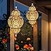 Hanging Solar Lanterns,Outdoor Garden Decor Solar Lantern Metal Moroccan Yard Art Gardening Decorative,Outside Hanging Lights Christmas Decorations for Gazebo Patio Chandelier Garden Gift