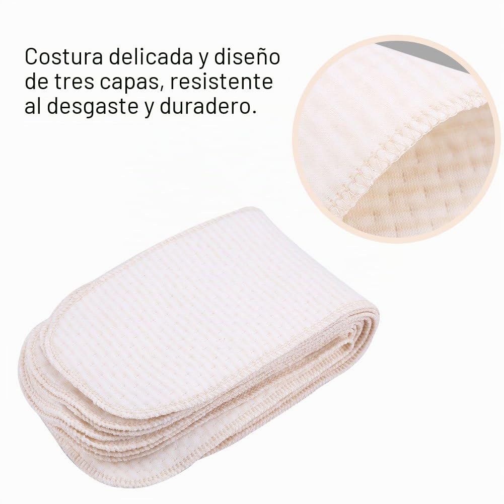 Pañales Reutilizables de Algodón 10 Piezas Transpirables Insertos de 3 Capas para Bebés y Recién Nacidos