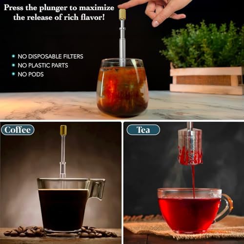 FinalPress Original Coffee & Tea Maker – Portable Stainless Steel Micro French Press – Patented 3-in-1 Technology for Hot, Iced & Cold Brew – Perfect for Home, Camping & Travel - 1