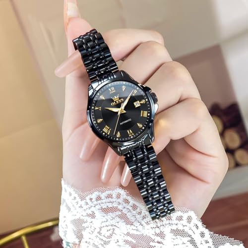 Image of OLEVS Womens Automatic Watch Diamond Luxury Date Ladies Dress Classic Self Winding Wrist Watches