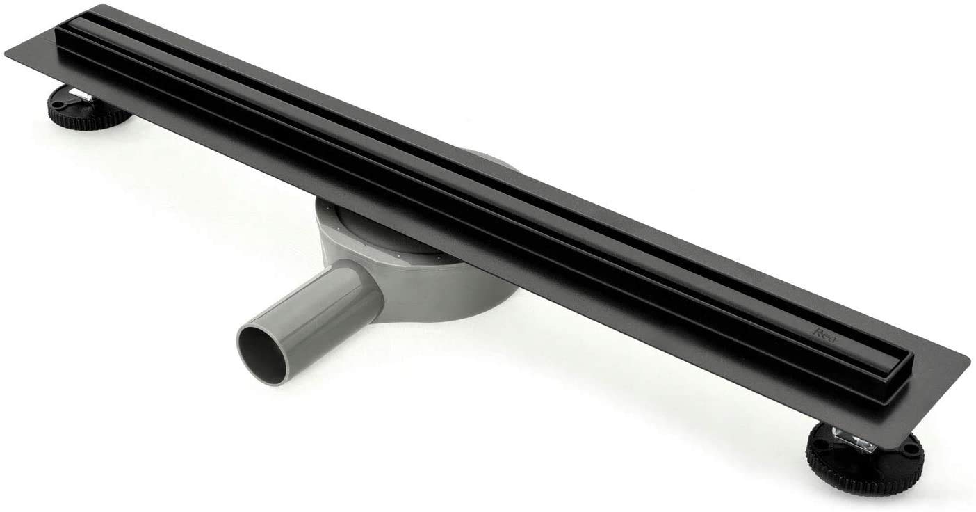 VBChome Duschrinne 80 cm Schwarz SLIM Bodenablauf Selbstreinigender Siphon mit Ablauf Geruchsstop Größen 60-100cm Duschablauf sehr flach, Komplettset Ablaufrinne für Badezimmer Waschküche