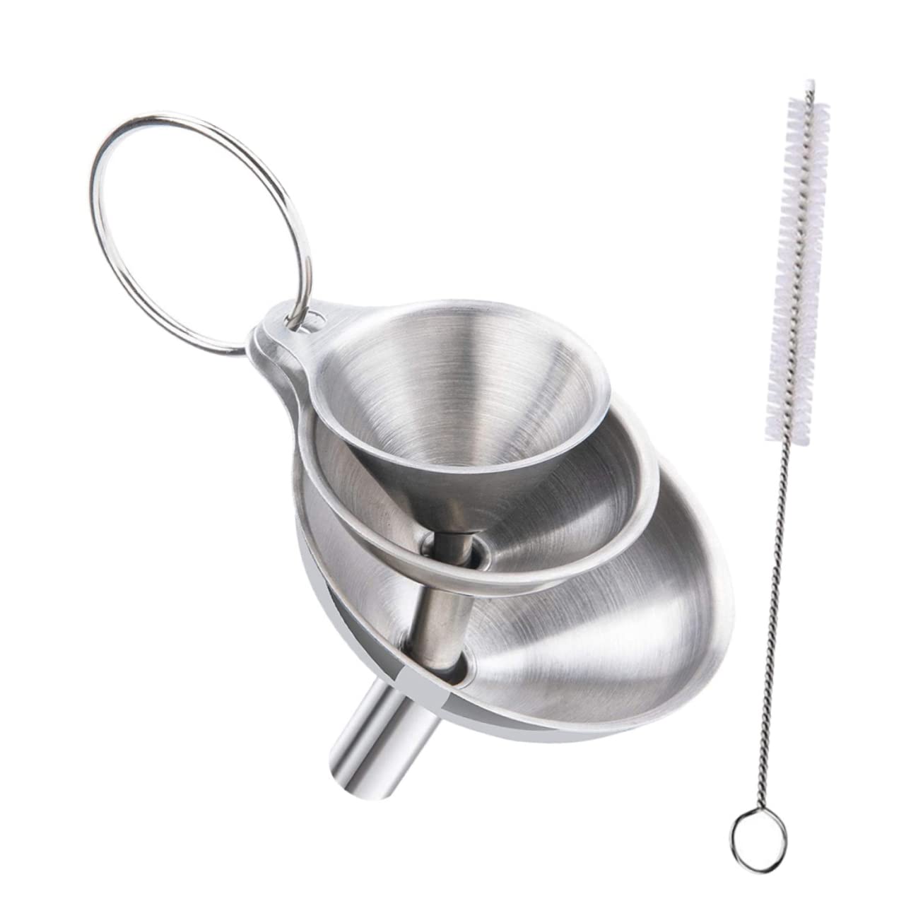 Embudo de Acero Inoxidable de Boca Ancha, 1 Juego Plata