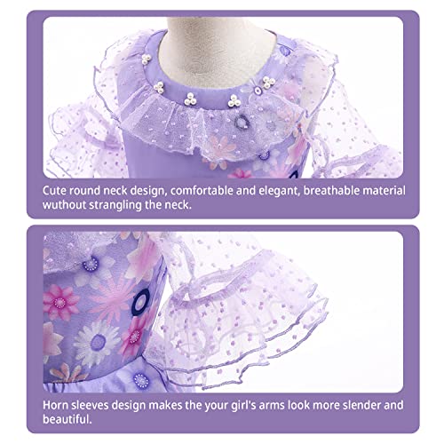 Ciyti Isabella Encanto Costume Dress For Girls Halloween Birthday Party Outfit Cosplay Dress Up With Earrings, Necklace, Bag, Head Wreath, Ring, Bracelet For Kids #TOP5
