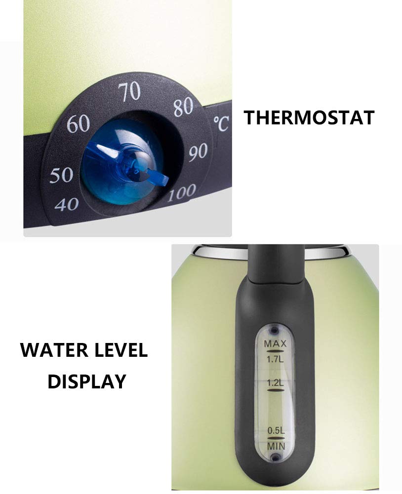 Czajnik elektryczny ADITAM 1,7 litra, czajnik ze stali nierdzewnej 1850 W, regulacja temperatury 7 plików Double the comfort