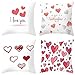 18x18 cali Poszewki na Poduszki 45x45 Zestaw 4 poliestrowych,białych czerwonych serc Poszewki na Poduszki kocham cię