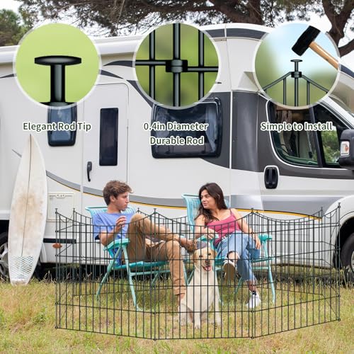 10 Panels Garden Fence Dog Fence Outdoor for Yard, 32in H x 23.6ft L Rustproof Metal Fencing with Ground Stakes | No Dig Animal Proof Containment for Pets/Rabbits | Durable Patio Security Panels by richmen - Used condition - Image 6