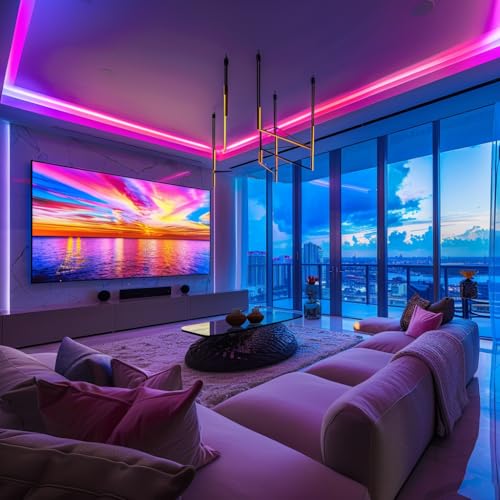 Image of LED Strip Lights 24V COB Pink 16.4ft (No Power Supply) | Super Bright, Dotless High Density 14W /m, 8mm Width Cuttable Flexible, Home DIY Commercial Decoration
