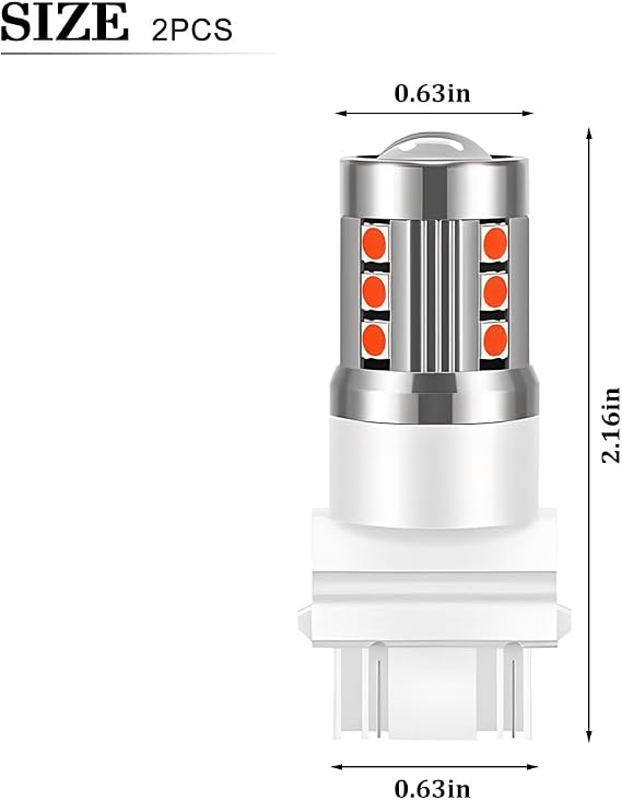 3156 LED Car Turn Signal Bulbs, 2PCS Super Bright Vehicle Front Rear Blinker Turn Signal Light Replacement, Automotive Marker Parking Lighting Accessories, Universal Fit (Red)