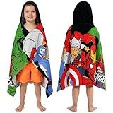 Get Trend Marvel Avengers Toalla con Capucha Niño, Poncho Toalla de Baño Infantil 100% Algodón, Suave y Absorbente, Accesorio Viaje Playa y Piscina, Regalo Niños de Verano (Multi Avengers)