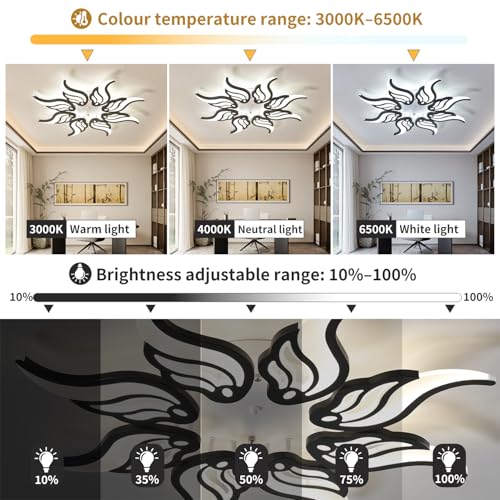 Plafonnier LED salon moderne avec télécommande pour ambiance repas - 6