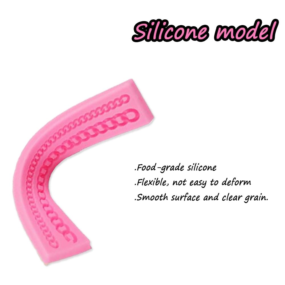 Multifunctional Silicone Mould, Pink Cake Decoration Moulds, Chain Shape Mould, Long Strip Flip Candy Mould, Kitchen Baking Tools - Image 3