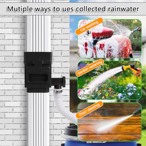 Rain Barrel Diverter Kit - Rainwater Collection System, Rain Barrel Diverter Kit with Adjustable Valve and Filter, Fits for 2x3 or 3x4 Inch Standard Downspouts, with 5ft Hose (Black) by BigKing - Image 6