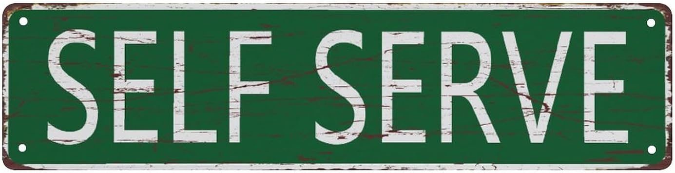 Tin Sign Self Serve Vintage Metal Sign Retro Metal Plaque Bar Pub Poster Wall Art Decor Tin Sign 4X16 In / 10X40 Cm