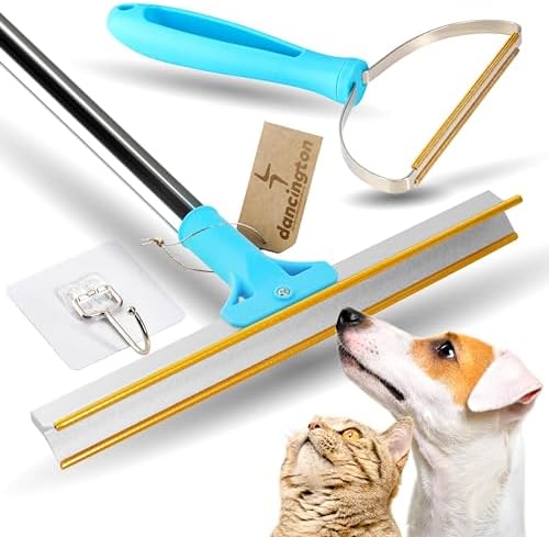 Carpet Rake for Pet Hair Removal – 2-Pcs Set Pet Hair Carpet Rake with Dog, Cat Hair Remover – Carpet Scraper Tool with 55-inch Adjustable Handle