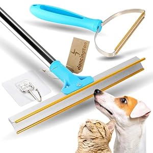 Carpet Rake for Pet Hair Removal – 2-Pcs Set Pet Hair Carpet Rake with Dog, Cat Hair Remover – Carpet Scraper Tool with 55-inch Adjustable Handle