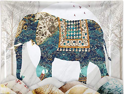 Elephant Tapestry, Forest Moon Tapestries, Bohemian Hippie Boho Trippy Indie Aesthetic Wall Tapestry, Watercolor Yoga Mystic Vintage Wall Hanging, Home Decor for Bedrooms Living Rooms Dorm Studios