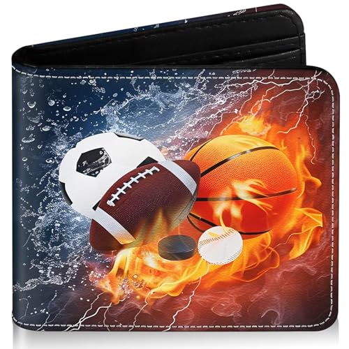 Image of Boys Wallet for Kids, Cool Kids Wallet for Boys Ages 8-10 9-12 11-15, Funny Balls Leather Bifold Rfid Blocking, Coin Pocket Id Window for Teen Men Youth Guys Birthday Christmas Gifts