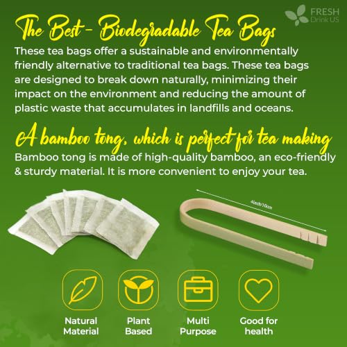 Image of FreshDrinkUS, Premium 33 Neem Leaf Tea Bags, 100% Natural and Pure from Neem Leaves. Herbal Tea. No Sugar, No Caffeine, No Gluten, Vegan.