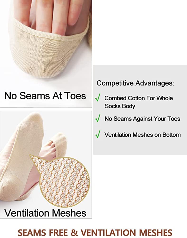 WKLOUYHE Linen Blend No Show Socks Women's For Flats Non Slip Invisible Ultra Low Cut Shoe_Free Size(4Pairs-Beige) - Image 6 thumbnail