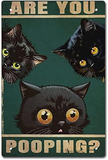 レトロなブリキ看板 黒猫 are You Pooping メタルサイン アライグマ バスルーム ホームデコレーション トイレ 壁装飾 キティ 猫 ホーム アート トイレ ポスター ウォールアート 8x12インチ