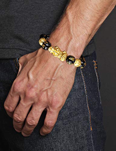 RIOSO Feng Shui Good Luck Bracelets for Men Women Obsidian Bead Dragon Lucky Charm Bracelet Pixiu Pi Yao Attract Wealth Money Feng Shui Jewelry4