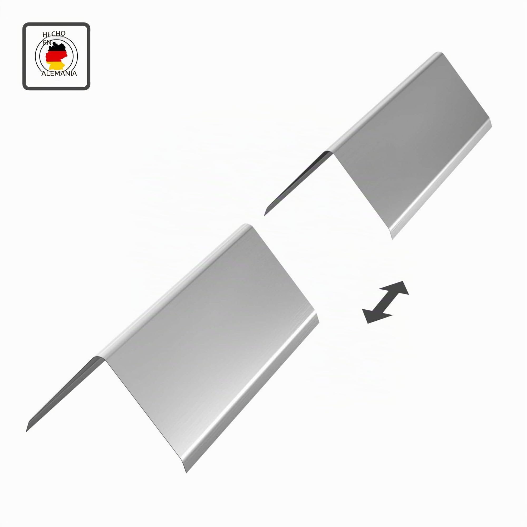 INEFA Tapajuntas de cumbrera, ángulo 80° 200cm, de chapa de aluminio plateado para cumbrera en tejado, accesorios para canalones,made in Germany