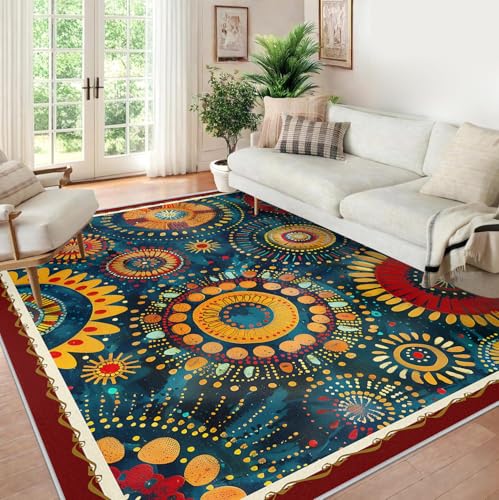 Tapis de chambre lavable à poil bas géométrique abstrait - 4