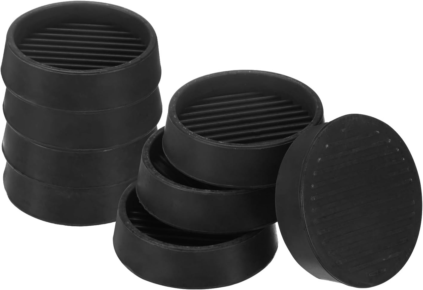 M METERXITY 8-Pack Furniture Coasters Cups, 2" Round Rubber Anti Slide Floor Protector Pads for Sofa Chair/Piano Stopper, Furniture Caster Leg Non Slip Feet Cups [Black]