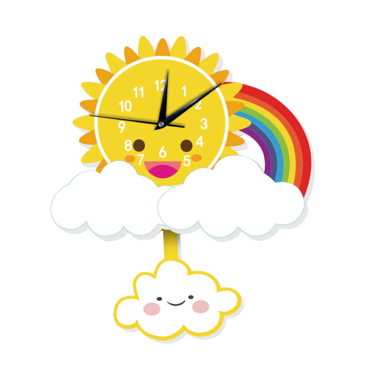 Horloge murale soleil arc-en-ciel pour calmer le sommeil des enfants
