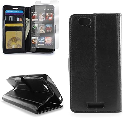 BLU Studio Energy Case, Flip Stand Synthetic Leather Wallet Pouch [CoverON® Executive Series] Credit Card ID Slots and Cash Pocket [Soft Touch Folio Style] Phone Cover Case for Studio Energy - Black