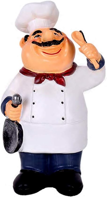 American Holding Spoon Resin Chef Figurine Model Cooking Crafts Statue Ornament for Home Bar Shop Restaurant Coffee Tabletop Kitchen Housewarming Gifts Decor
