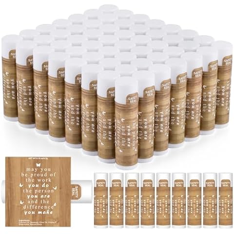 DMSKY Appreciation Gifts 60 Pcs Lip Balm Bulk, Staff Appreciation Gifts Bulk Thank You Gifts Bulk for Coworkers Teacher Worker Employee Leaving Farewell Gifts Cover